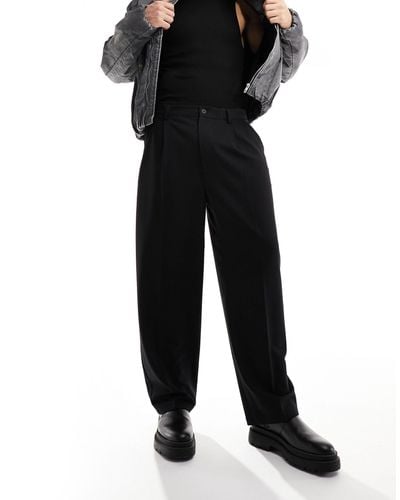 Bershka baggy Tailored Trouser - Black