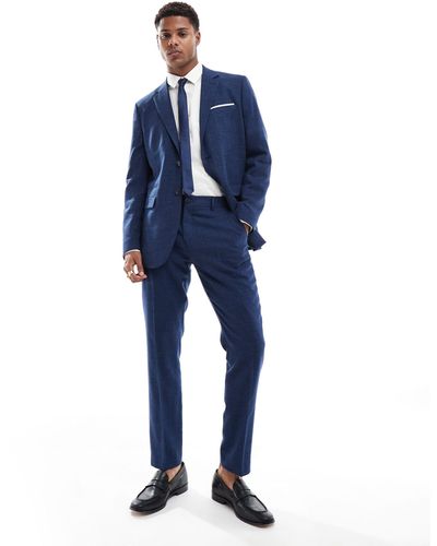 SELECTED Linen Mix Slim Fit Suit Trousers - Blue