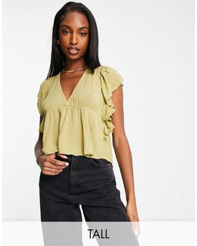 Y.A.S Blouse With Peplum Hem And Frill Sleeve - Green