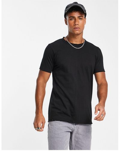 Le Breve T-shirt squadrata nera con cuciture divise - Nero