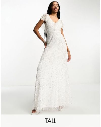 Beauut Tall Bridal Statement Embellished Maxi Dress - White