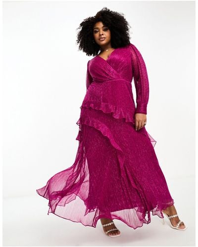 Forever New Sheer Sleeve Cut-out Plisse Maxi Dress - Pink