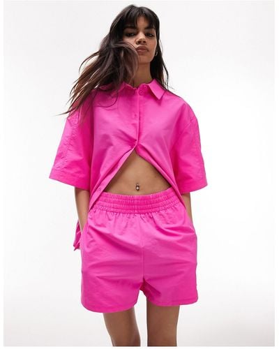 TOPSHOP Co-ord Nylon Pull On Boxer Short - Pink