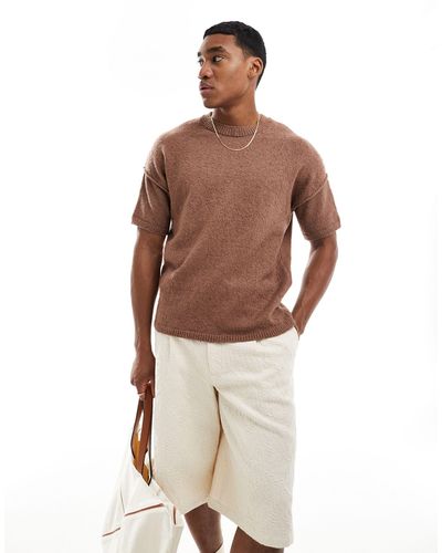 ASOS Relaxed Knitted Boxy T-shirt - Brown