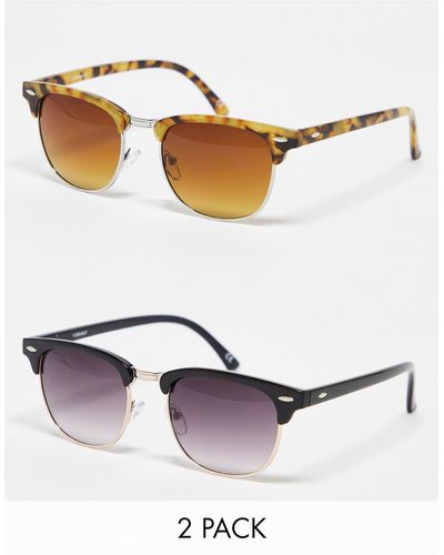 ASOS Confezione di occhiali da sole rétro neri e tartarugati - Bianco