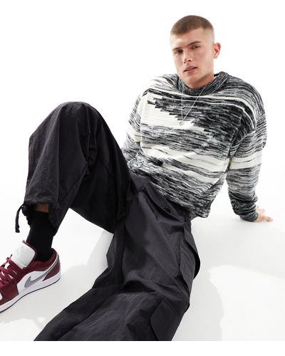 Jack & Jones Maglione oversize bicolore nero e bianco