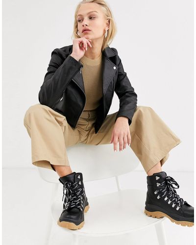 SELECTED Femme Leather Jacket - Black