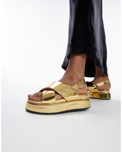 TOPSHOP Gaby Chunky Flatform Sandal - Metallic