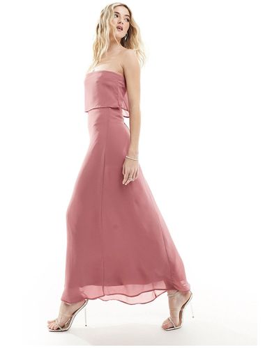 Vila Bridesmaid Bandeau Maxi Dress With Straps - Pink