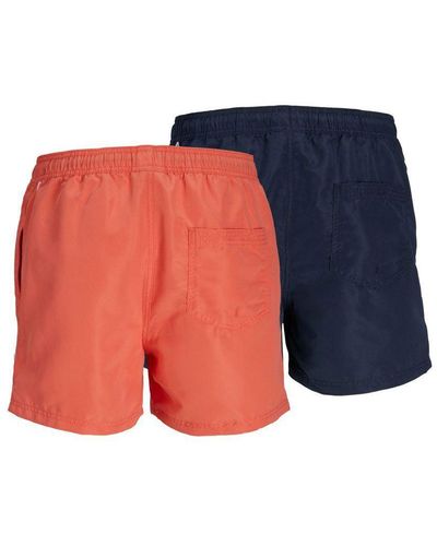 Jack & Jones Confezione da 2 paia di pantaloncini da bagno color corallo e blu navy - Nero