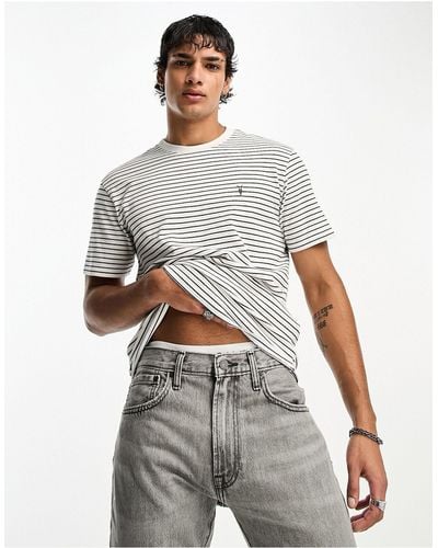 AllSaints Wallis - t-shirt grigia a righe - Bianco