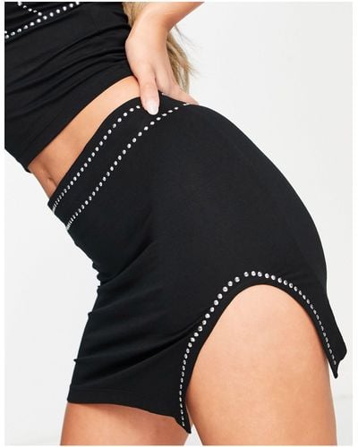 AsYou Mini Skirt Co-ord With Diamante Trim - Black