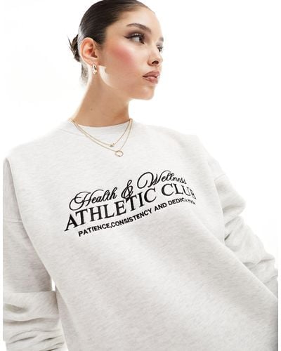 In The Style X Perrie Sian Oversized Athletic Club Sweatshirt - Natural