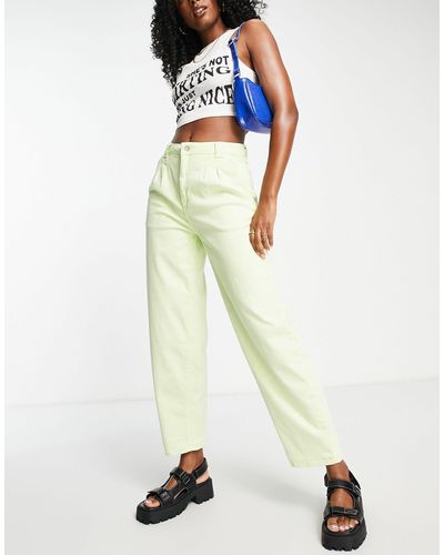 Noisy May High Waisted Dad Trousers - Green