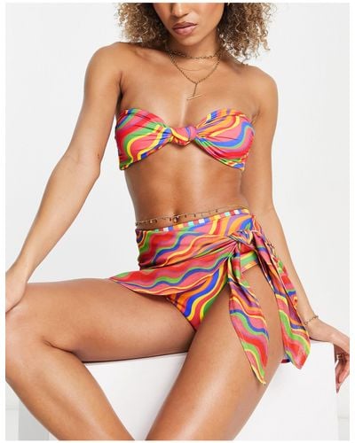 It's Now Cool Premium Rainbow Bandeau Bikini Top - Multicolour