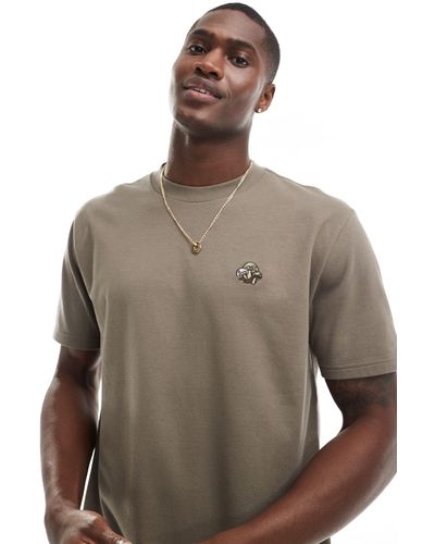 Hollister Camiseta marrón holgada con logo estampado