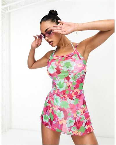 ONLY Tie Back Beach Dress - Pink