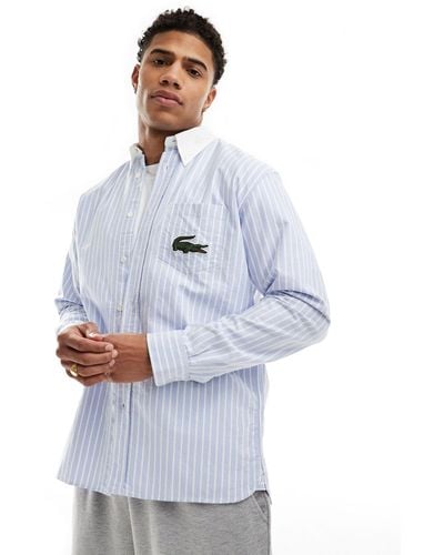 Lacoste Stripe Shirt With Contrast Collar - White