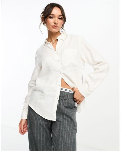 NA-KD Linen Shirt - White
