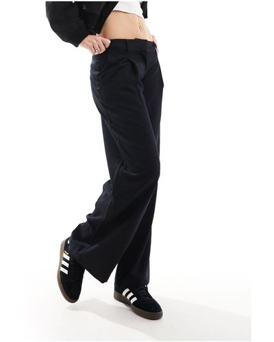 Monki Wide Leg Low Waist Tailored Trousers - Black
