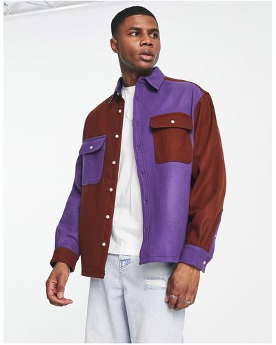 ASOS Camisa marrón y morada extragrande con diseño - Morado