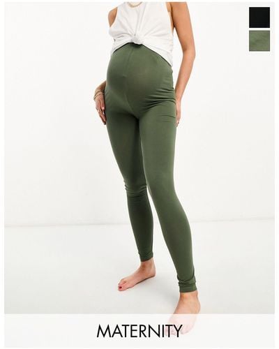 Mama.licious Mamalicious Maternity Cotton 2 Pack legging - Green