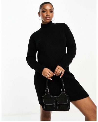 New Look Roll Neck Knitted Mini Dress - Black