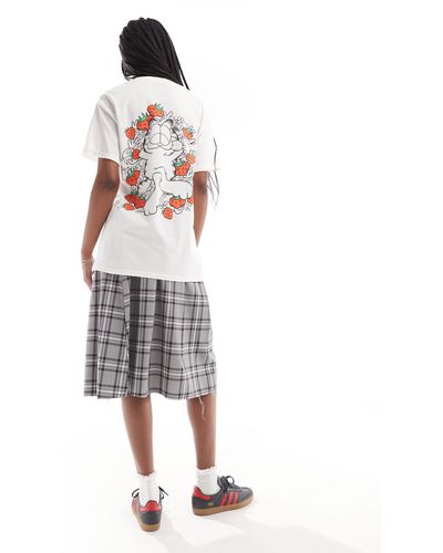 Daisy Street – oversize-t-shirt mit garfield-erdbeer-grafik - Weiß