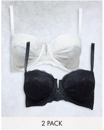 Simply Be Katie 2 Pack Lace Underwired Way Padded Bra - White