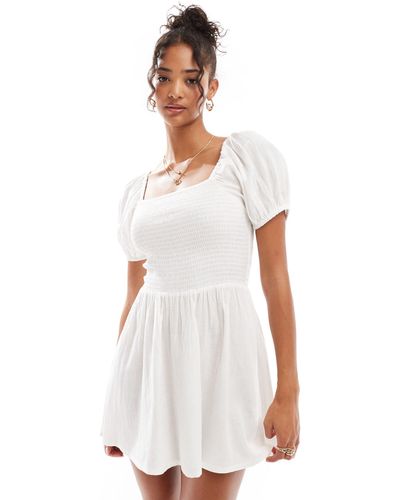 esmé studios Esmee Mini Puff Sleeve Beach Dress - White
