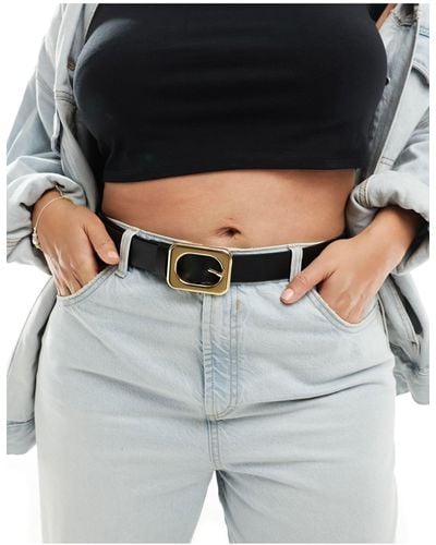 ASOS Asos Design Curve Angled Square Buckle Waist And Hip Jeans Belt - Black