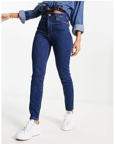 Mango Skinny Jeans Met Hoge Taille - Blauw