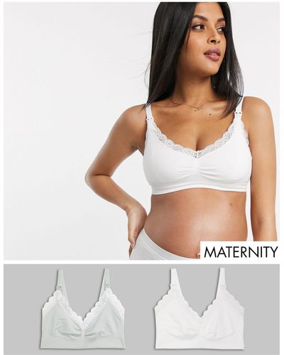 Lindex Exclusive Mom 2 Pack Seamless Nursing Bra With Lace - White
