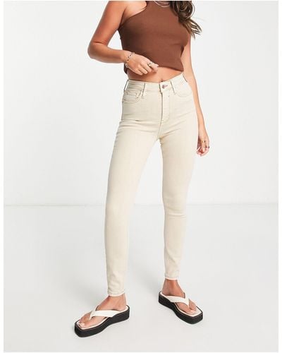River Island Jeans modellanti skinny écru a vita alta - Bianco