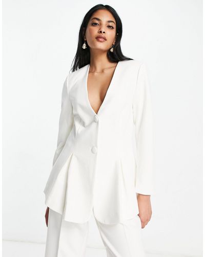 Y.A.S Bridal Blazer With Open Back Detail Co-ord - White
