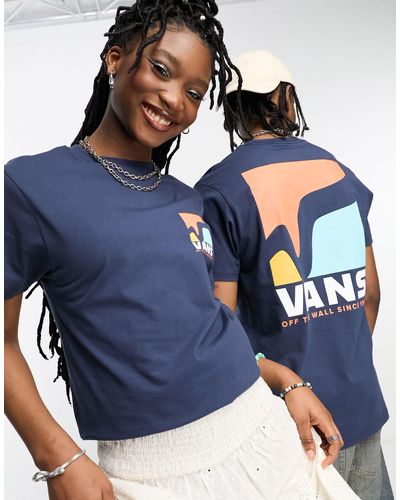 Vans Unisex Swoop V Back Print T-shirt - Blue
