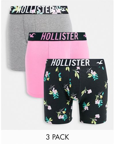 Hollister 3 Pack Trunks Longer Length With Logo Waistband - Multicolour