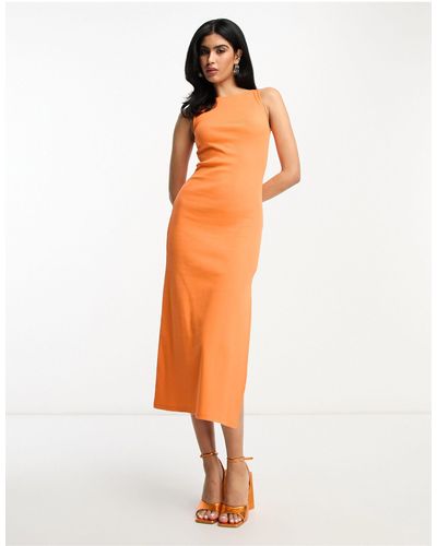 French Connection Sleeveless Midi Vest Dress - Orange