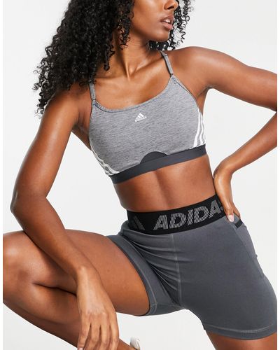 adidas Originals Adidas - Training - Licht Ondersteunende Sportbeha Met 3-stripes - Grijs