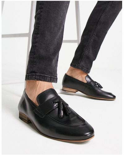 Schuh – ryan – loafer mit bommel aus em leder - Schwarz