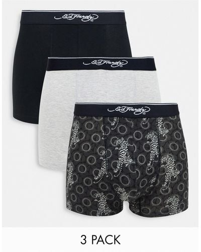 Ed Hardy 3 Pack Boxers - Black