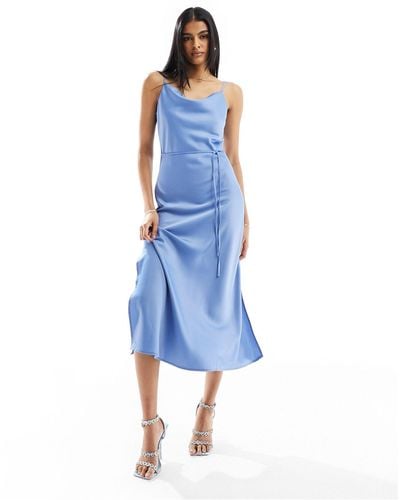Y.A.S Bridesmaid Satin Cami Maxi Dress - Blue
