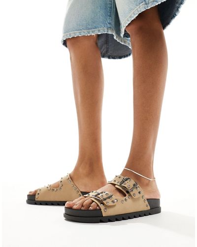 ASOS Fantasy Studded Flat Sandals - Grey