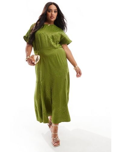 Never Fully Dressed Satin Jacquard Midaxi Dress - Green
