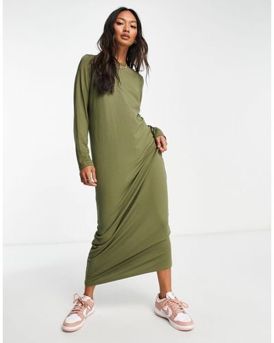 ASOS Long Sleeve Maxi T-shirt Dress - Green