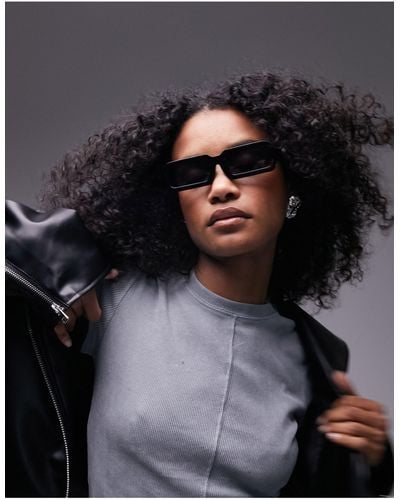 TOPSHOP Dahlia Rectangular Sunglasses - Black