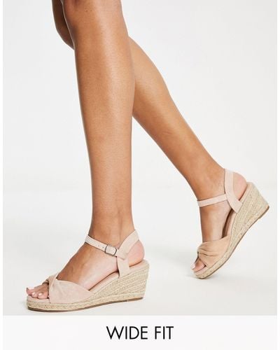 Glamorous Mid Espadrille Wedge Sandals - Natural