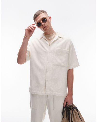 TOPMAN Co Ord Short Sleeve Relaxed Textured Shirt - White