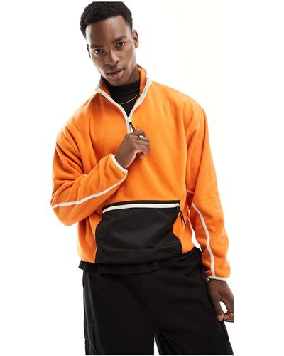 ASOS Oversized Half Zip Sweatshirt With Seam Detail - Orange