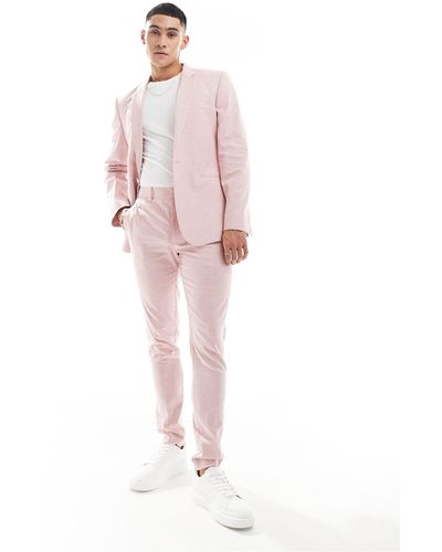 ASOS Skinny Gingham Suit Trouser - Pink
